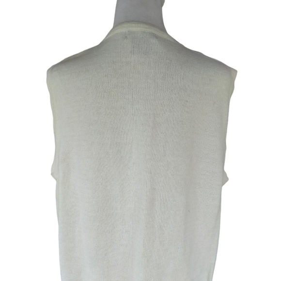 CDP & Co. Cream Embroidered Ornaments Sequin Holiday Cotton Vest Size Large - Picture 5 of 6
